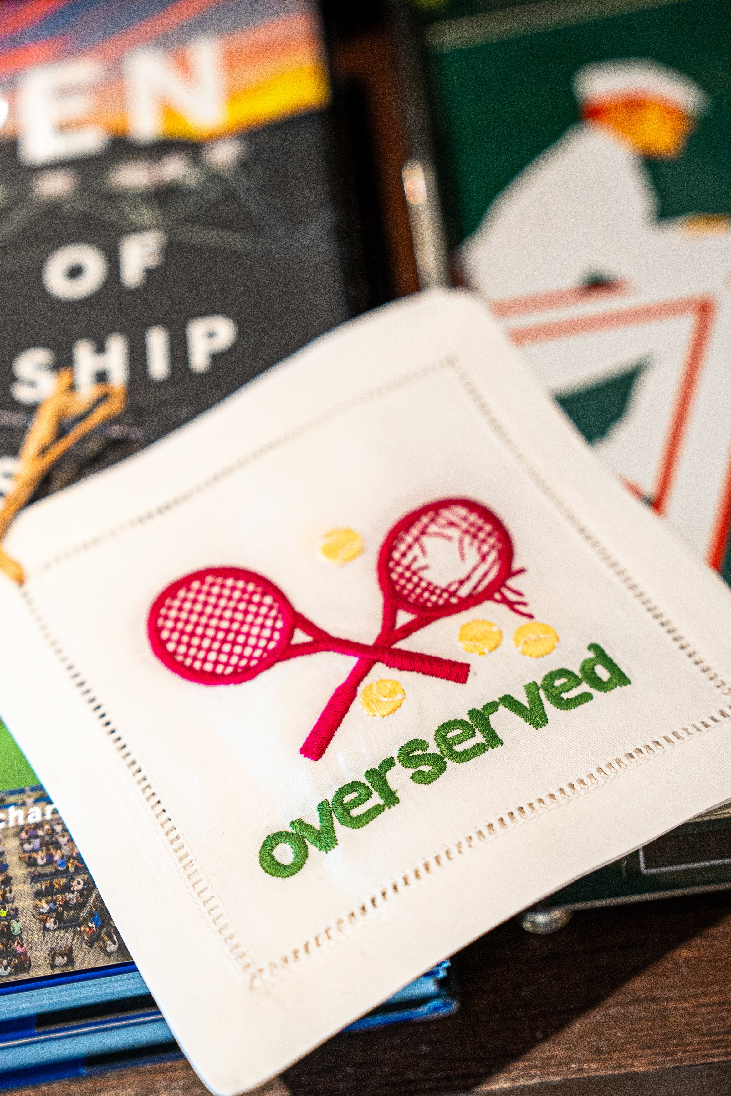Overserved-Pink Linen Cocktail Napkin