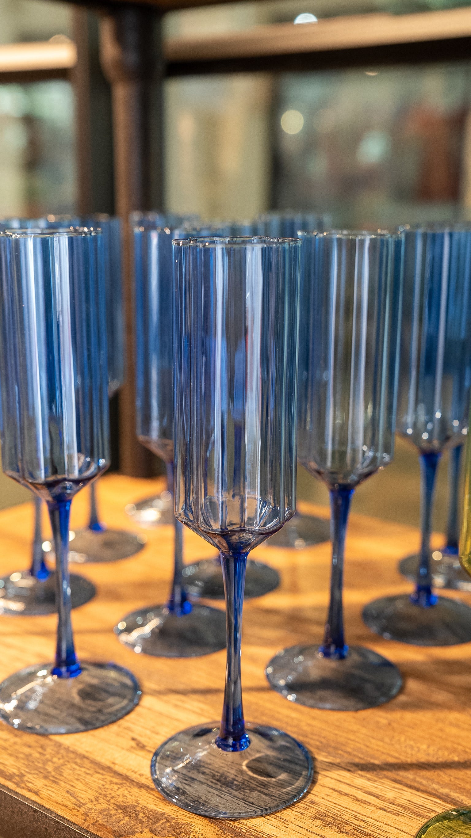 Blue Wave Flute Glasses - Set of 2