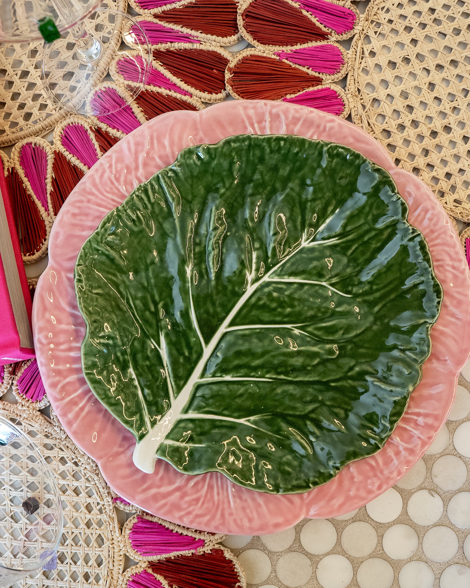 Pink Stoneware Cabbage Shaped Plate