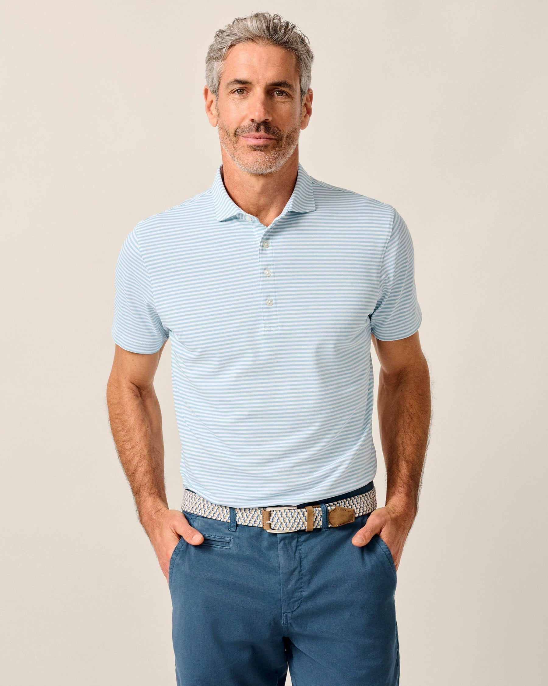 Stetson Stripe Performance Mesh Polo