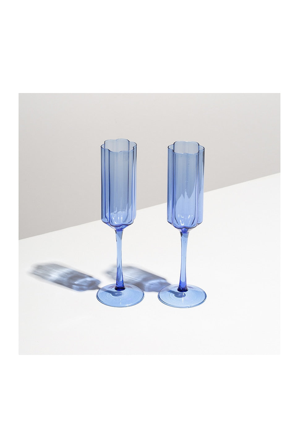 Blue Wave Flute Glasses - Set of 2