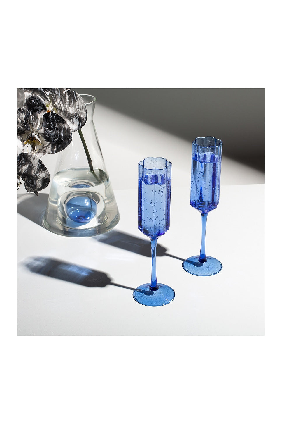 Blue Wave Flute Glasses - Set of 2