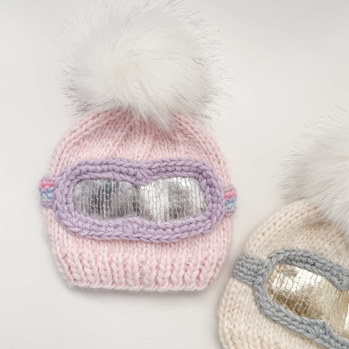 Ski Goggles Hat - Baby Pink