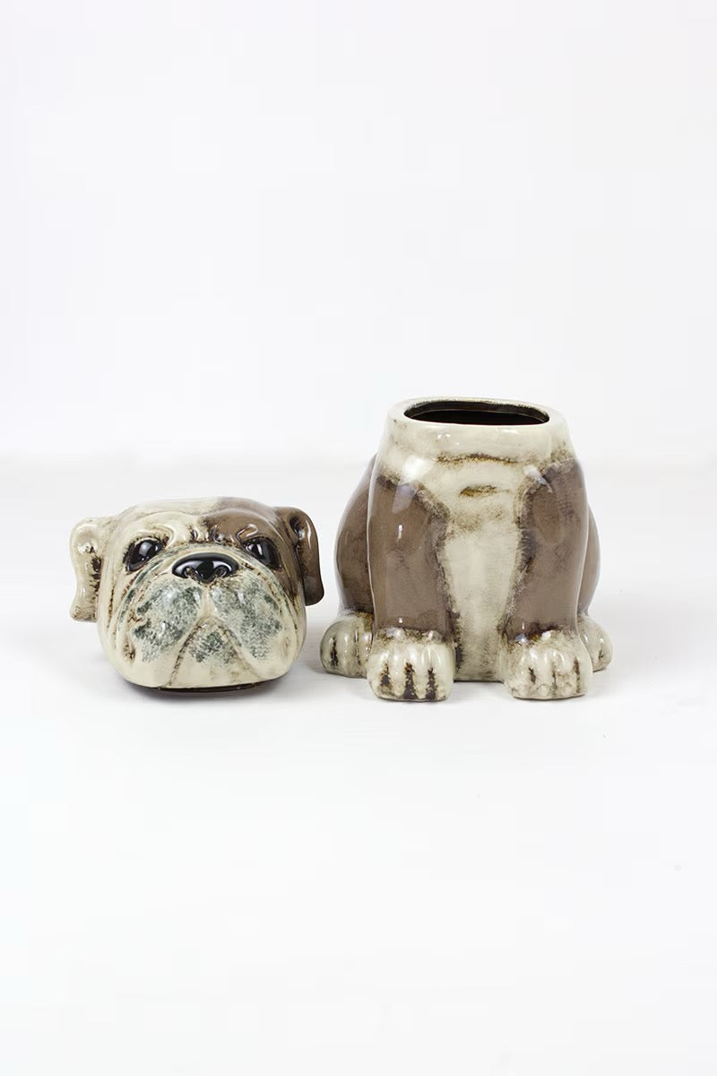 Ceramic Bulldog Canister