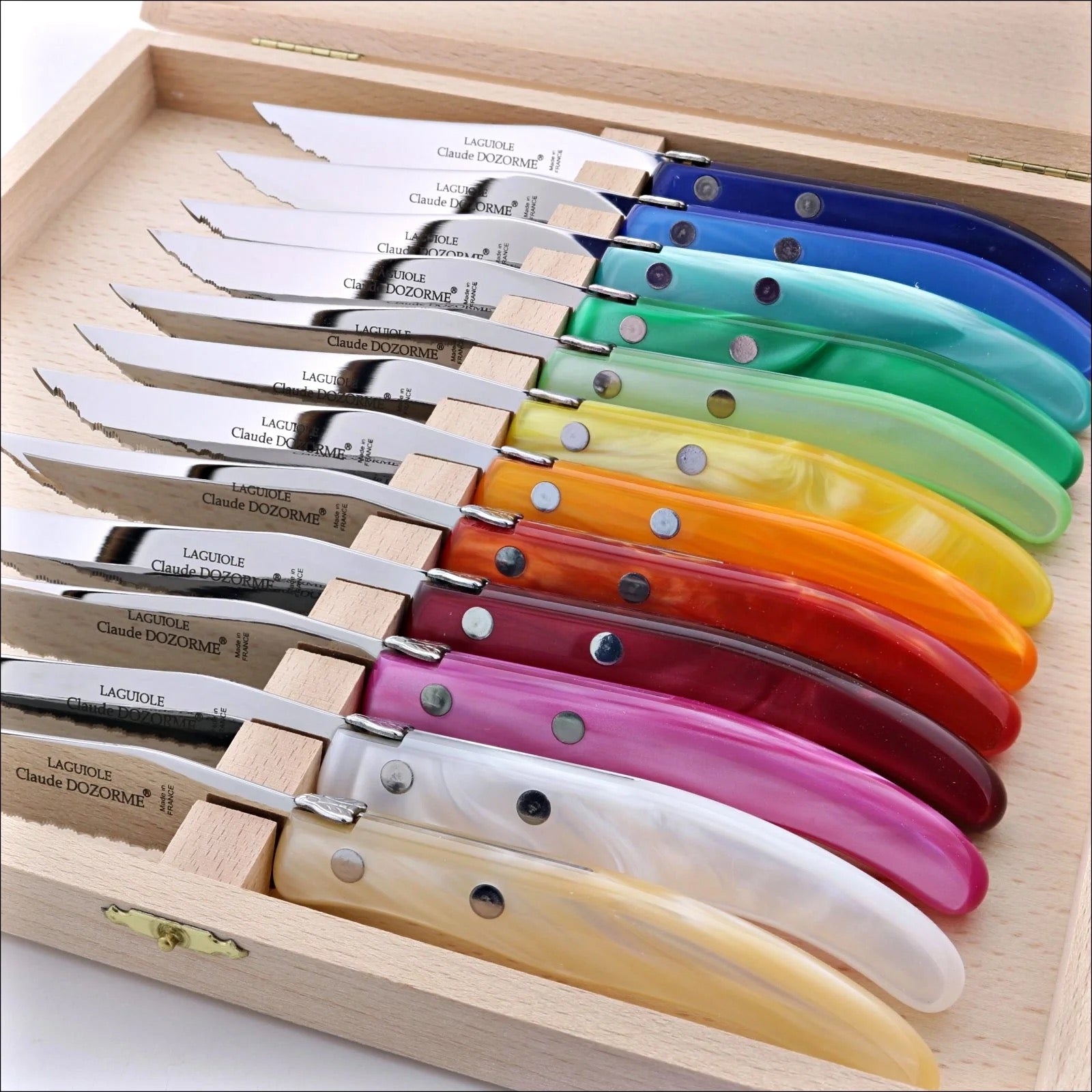 Box of 12 Berlingot Steak Knives - Rainbow