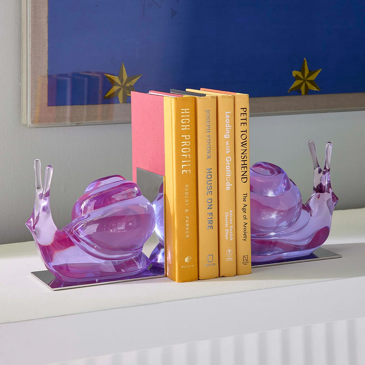 Purple ACRYLIC SNAIL BOOKENDS