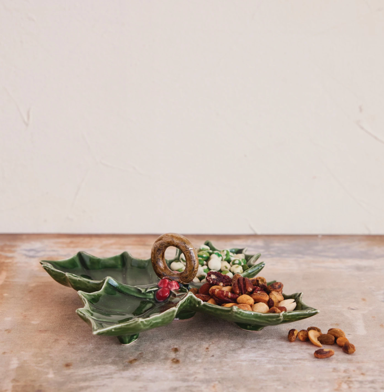Ceramic Holly Leaf Shaped Dish