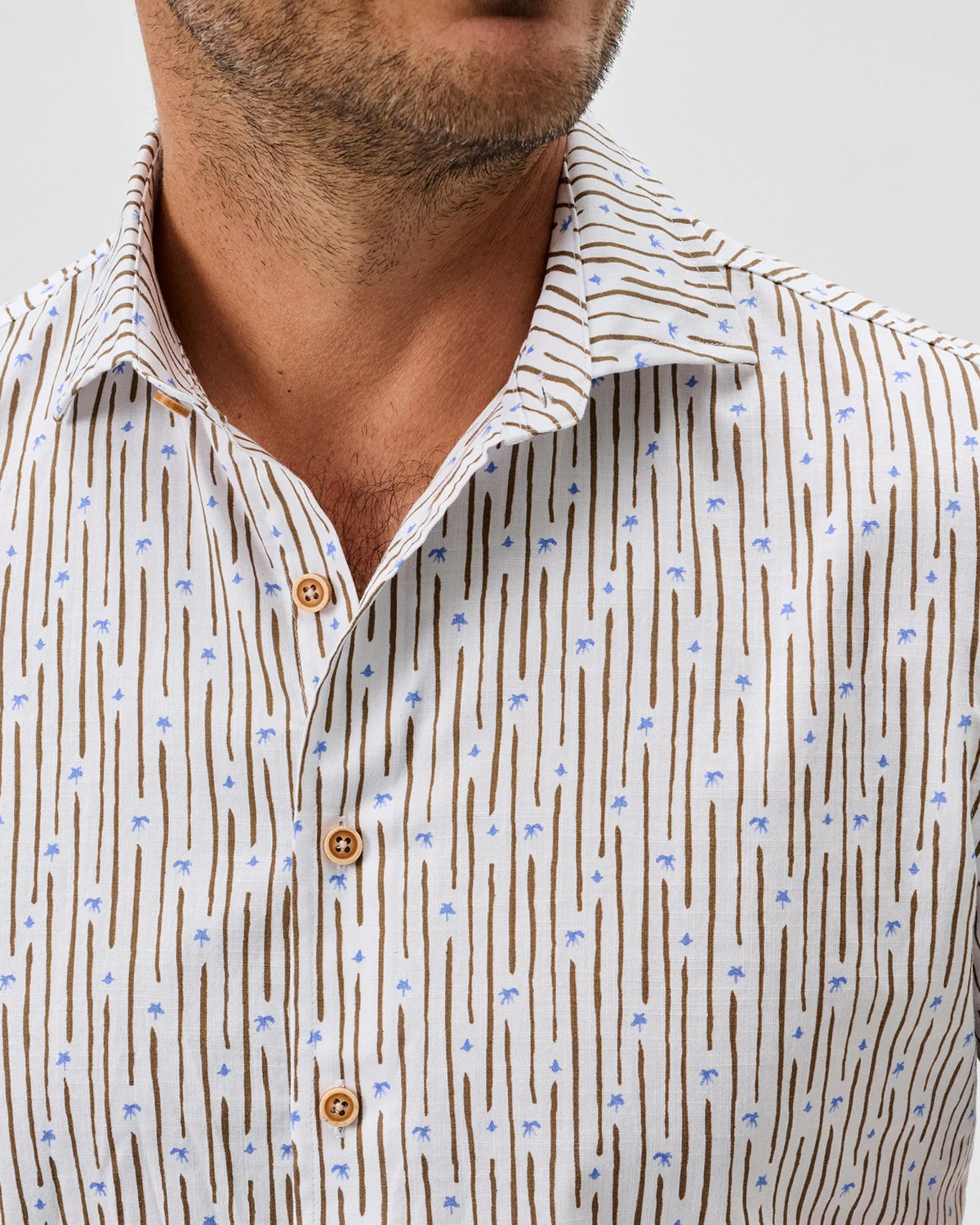 PENDOLA Cotton Blend Short Sleeve Button Down Shirt