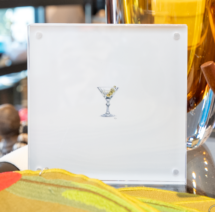 Martini Glass Miniature Watercolor Painting