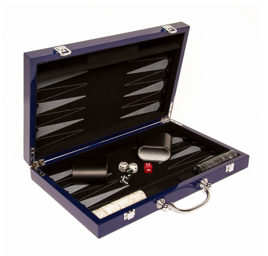 Blue Lacquer Backgammon Set