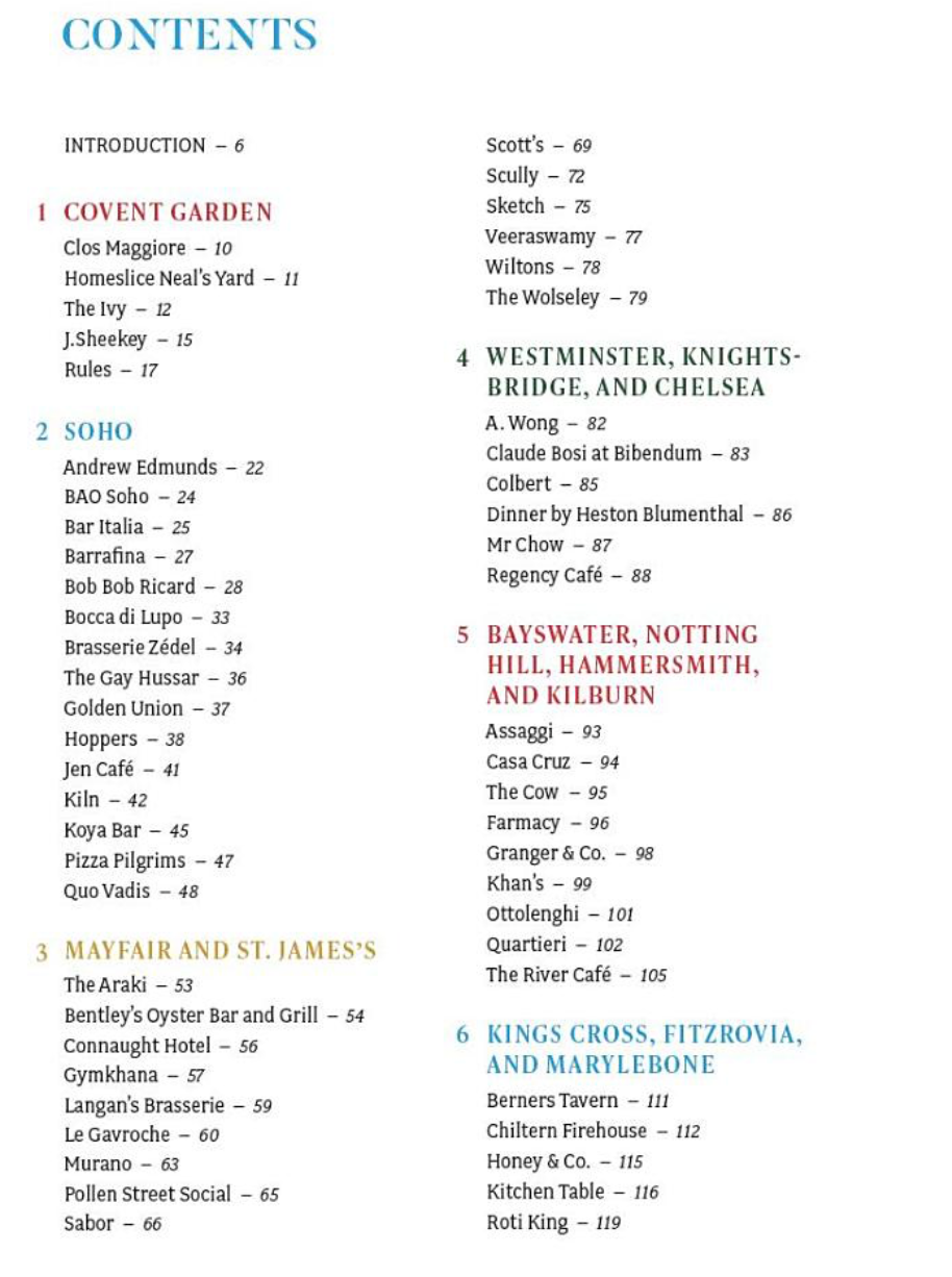 Table of contents for a book or document listing various sections and topics.