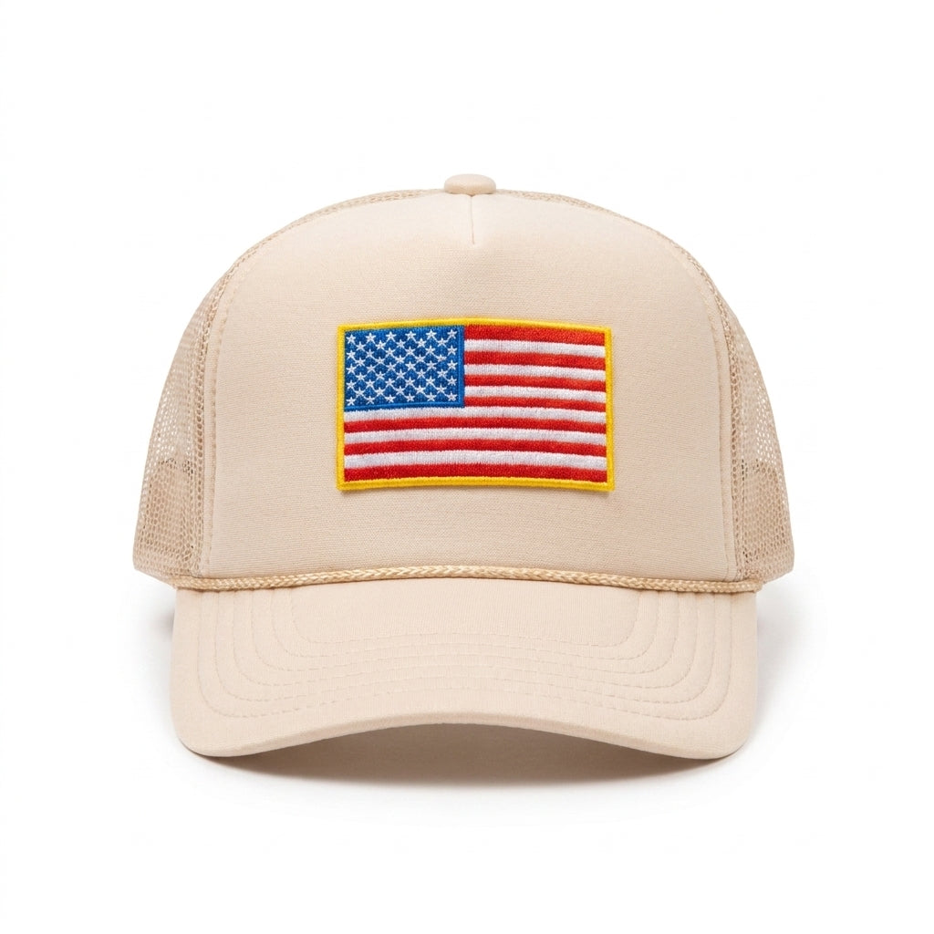 American Flag Patch Trucker Hat