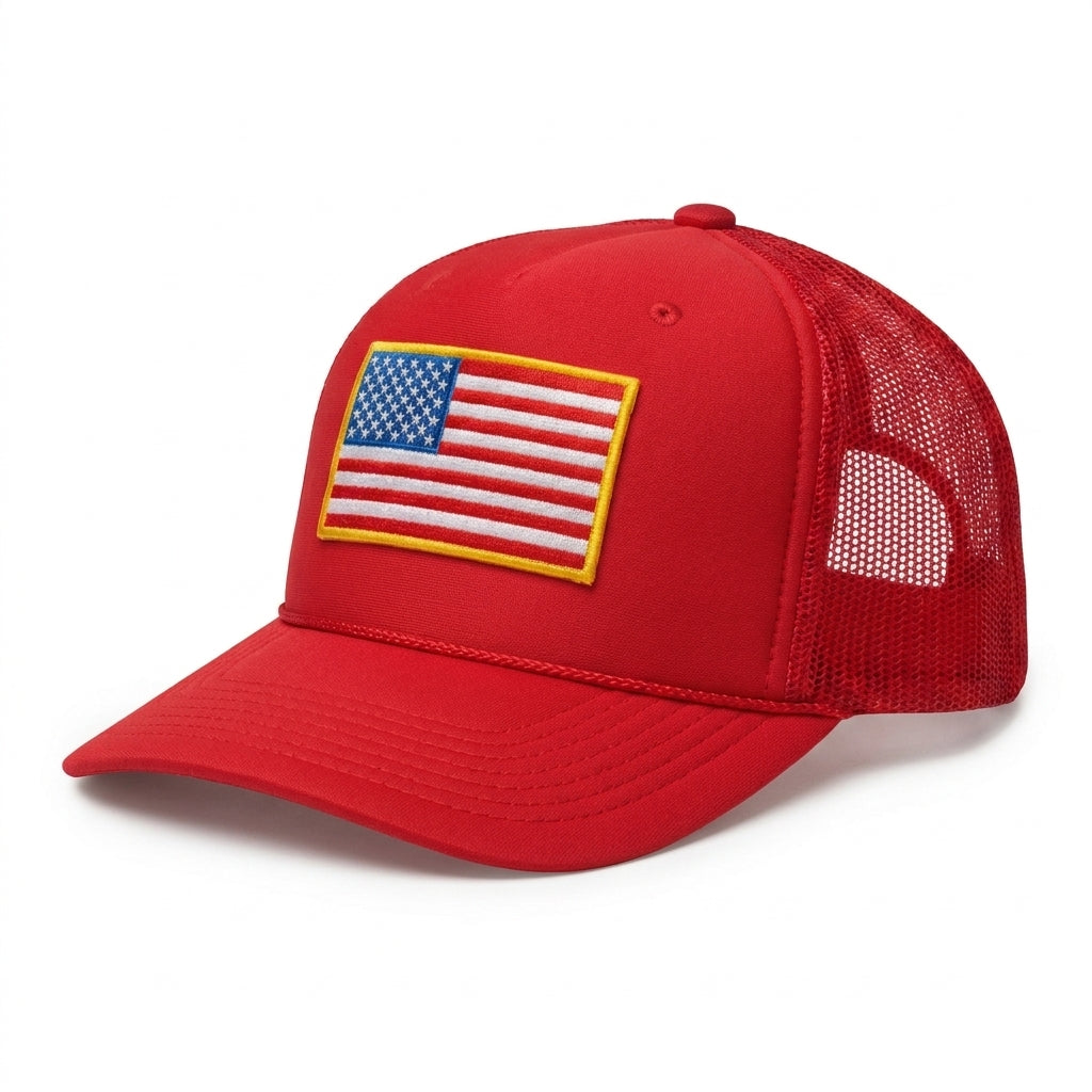 American Flag Patch Trucker Hat