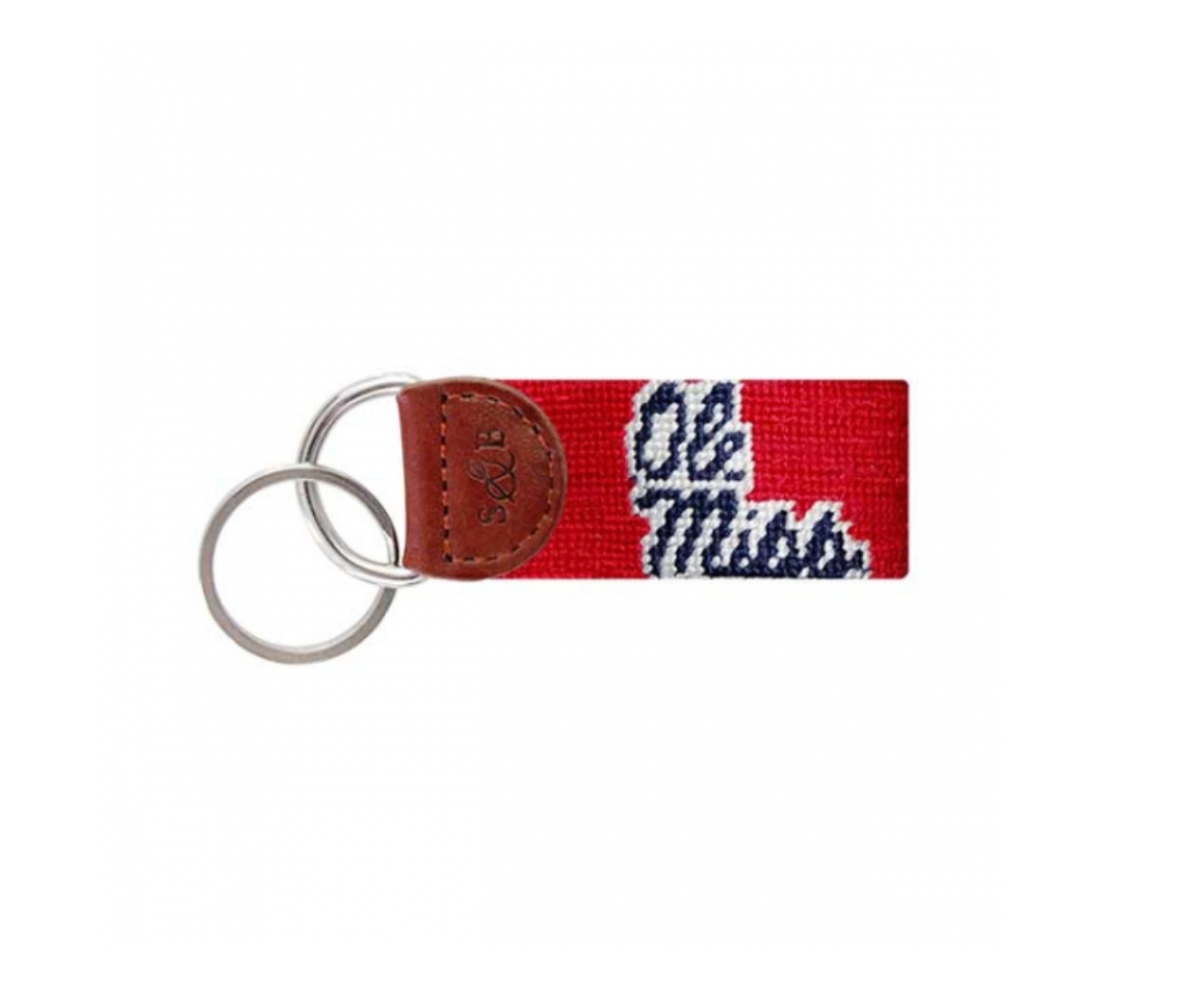 Ole Miss Needlepoint Key Fob (Red)