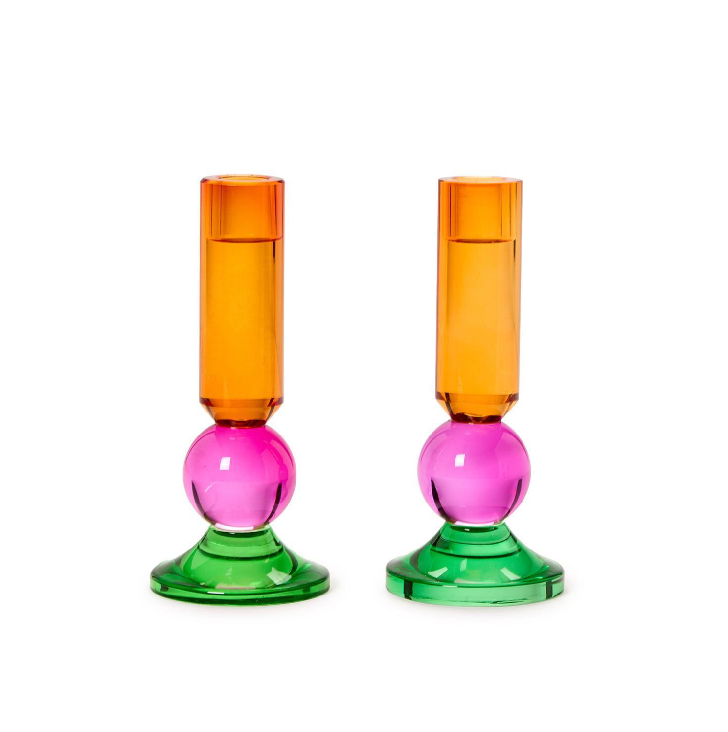 Orange Glass Taper Holders