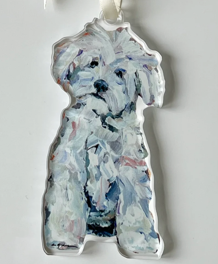Maltipoo White Acrylic Ornament