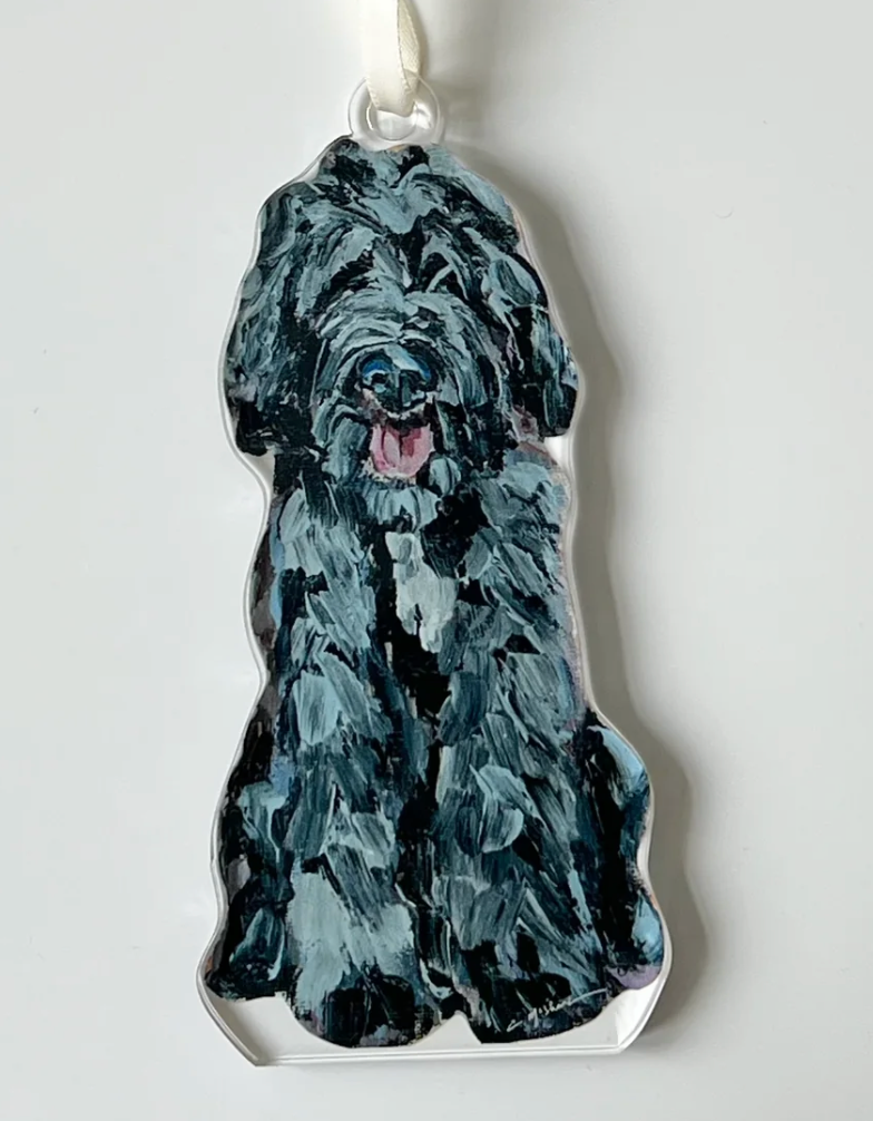 Golden Doodle Black Shaggy Acrylic Ornament