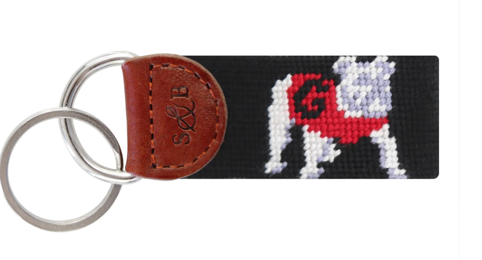 Georgia Standing Bulldog Key Fob - Black