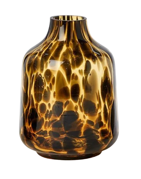 Tortoiseshell patterned vase on a white background