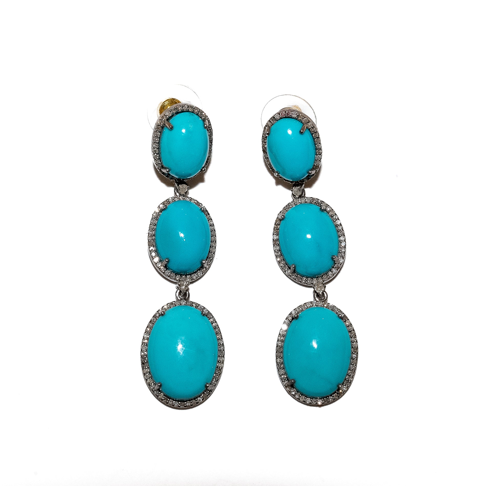 Turquoise Pave Drop Earrings