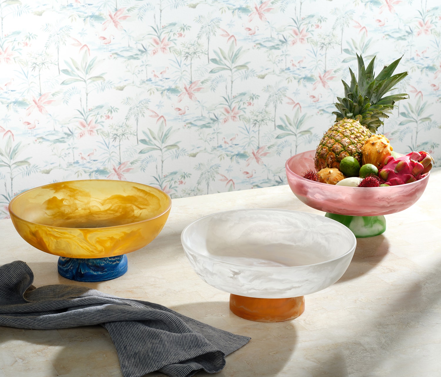 Benno White and Amber Large Resin Serving Bowl