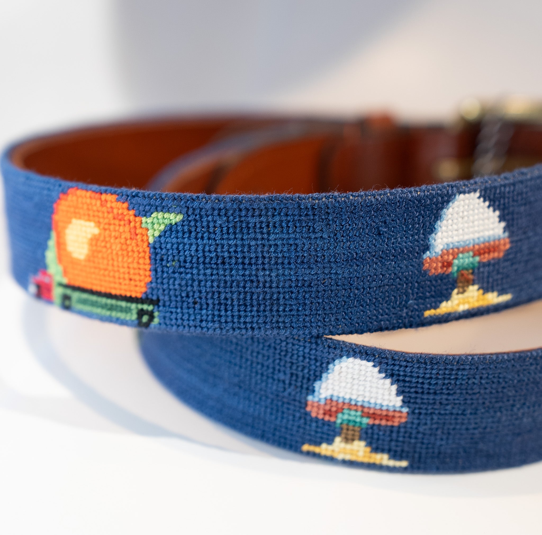 Eat A Peach Needlepoint Belt