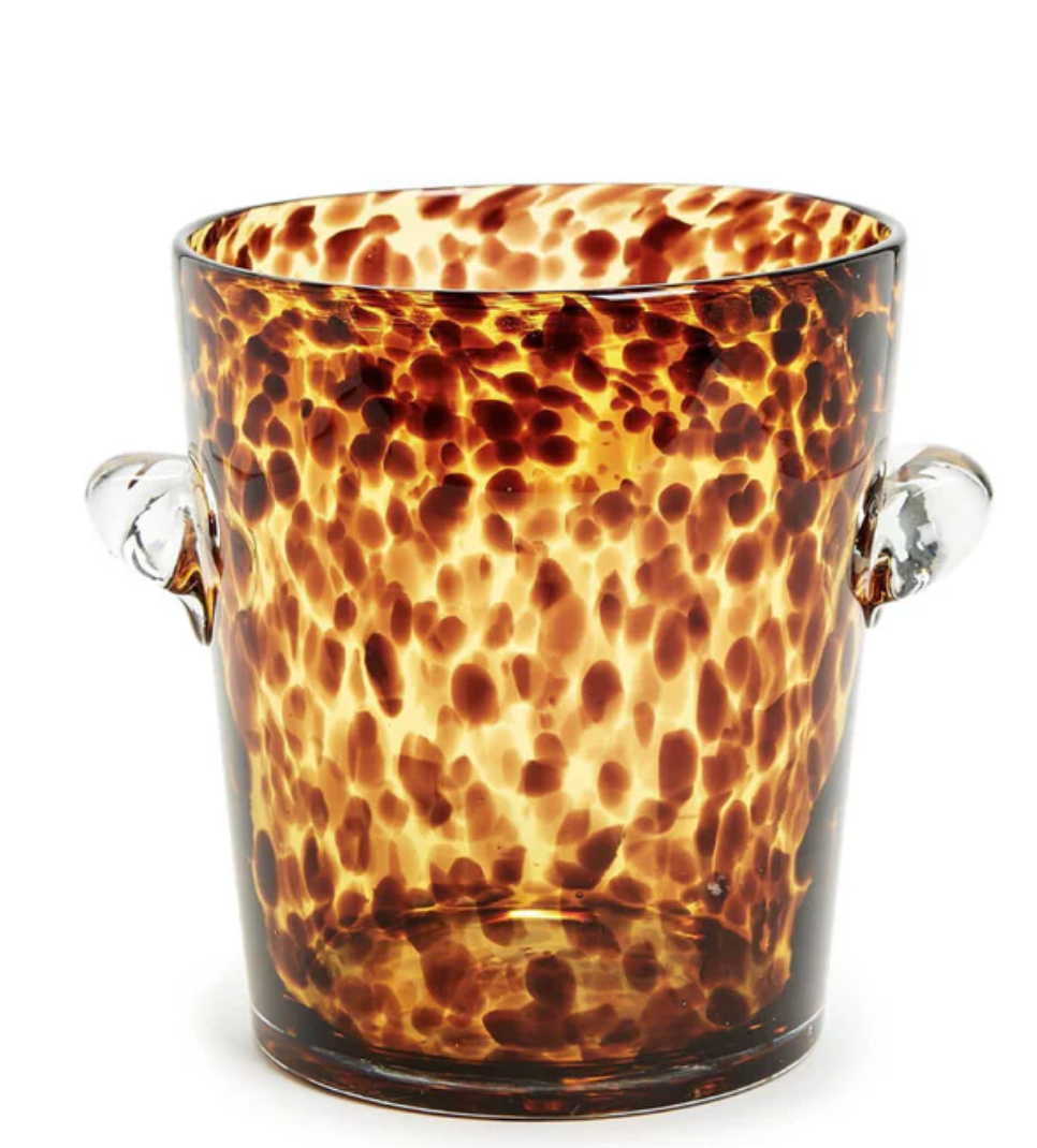 Tortoise Print Glass Ice Bucket