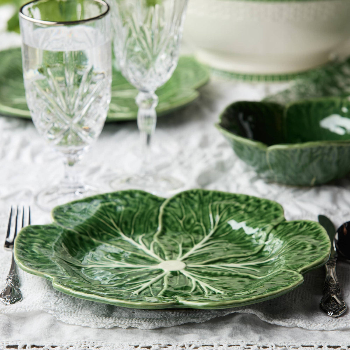 Le Jardin Cabbage Dinner Plate - Green