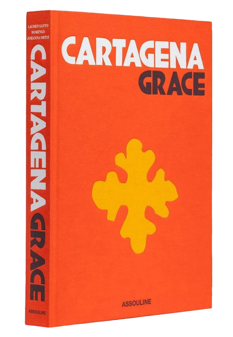 Book titled 'Cartagena Grace' with a yellow logo on an orange background