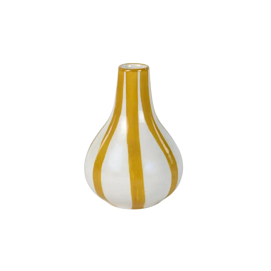 Yellow Ceramic Stripe Bud Vase