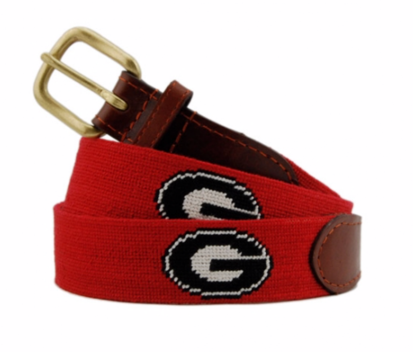 Georgia (Red) Needlepoint Belt