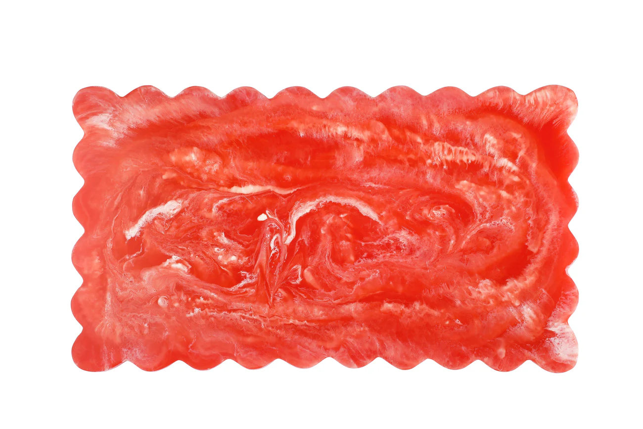 Scallop Rectangular Resin Cheeseboard Pink
