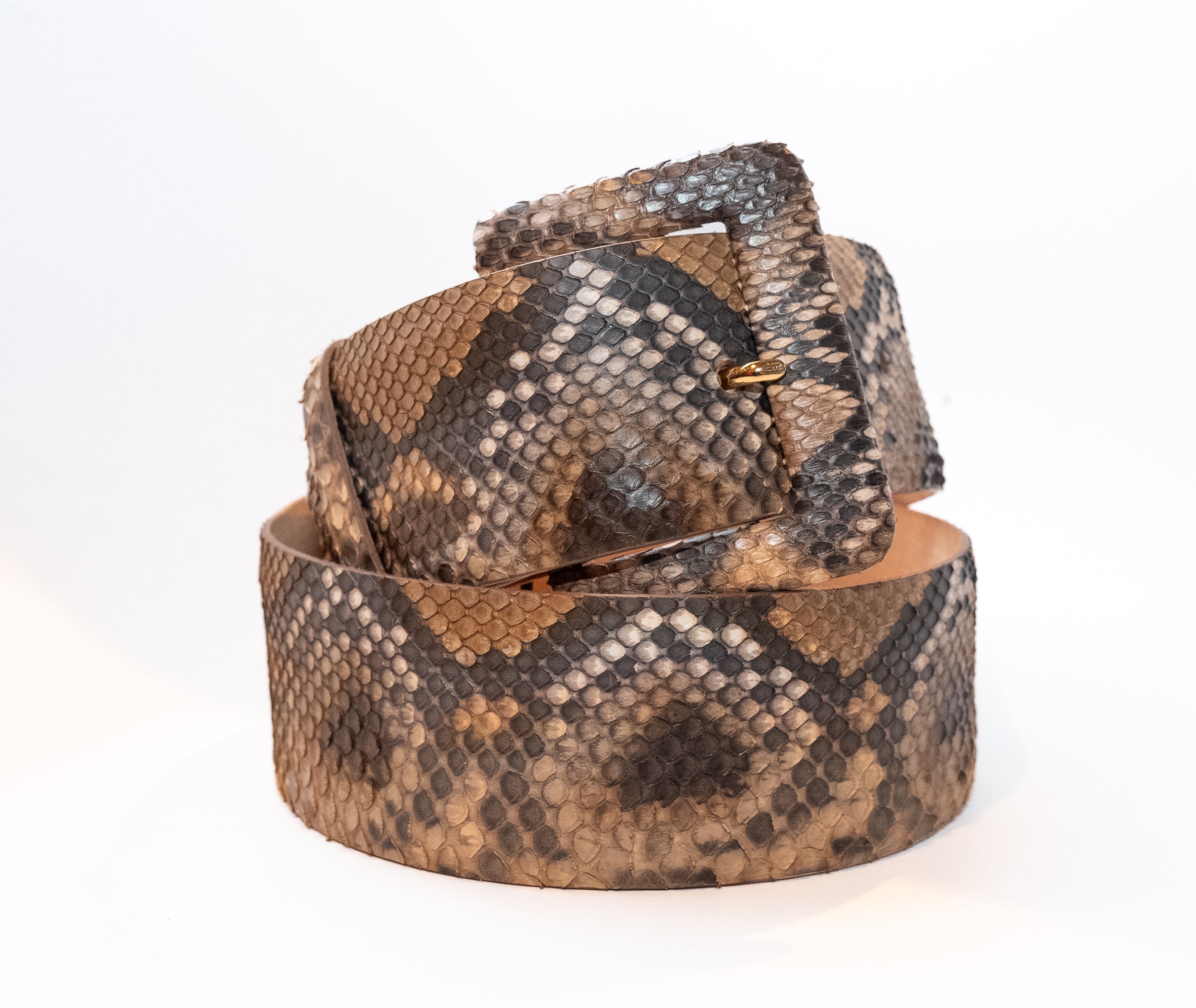 Python Belt Natural with Covered Buckle