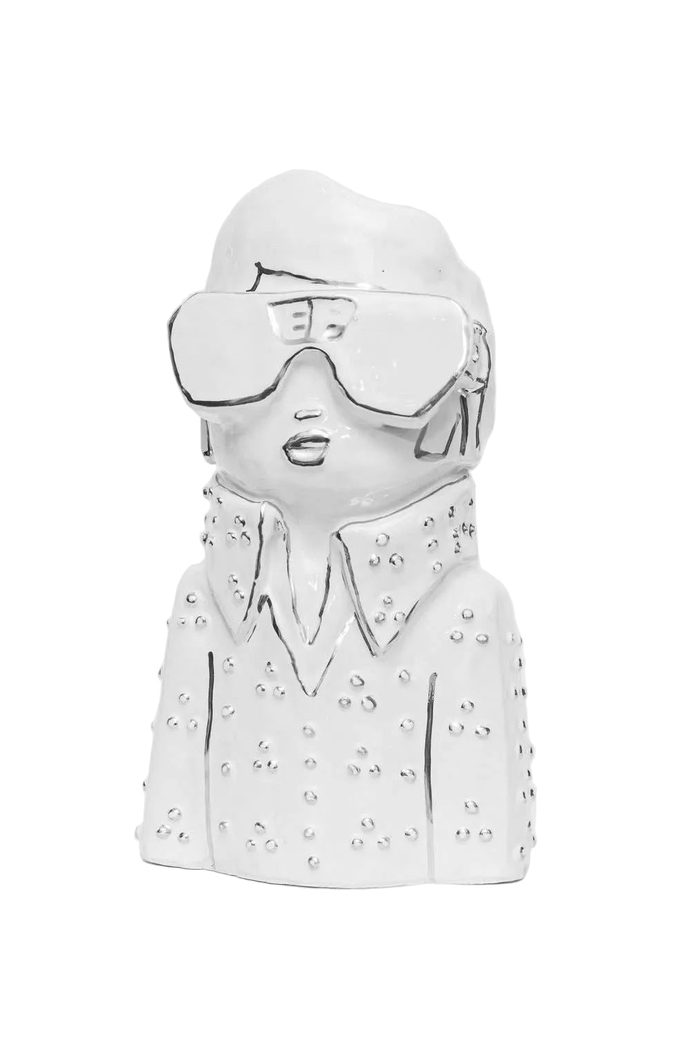 Decorative brooch with a face design on a white background