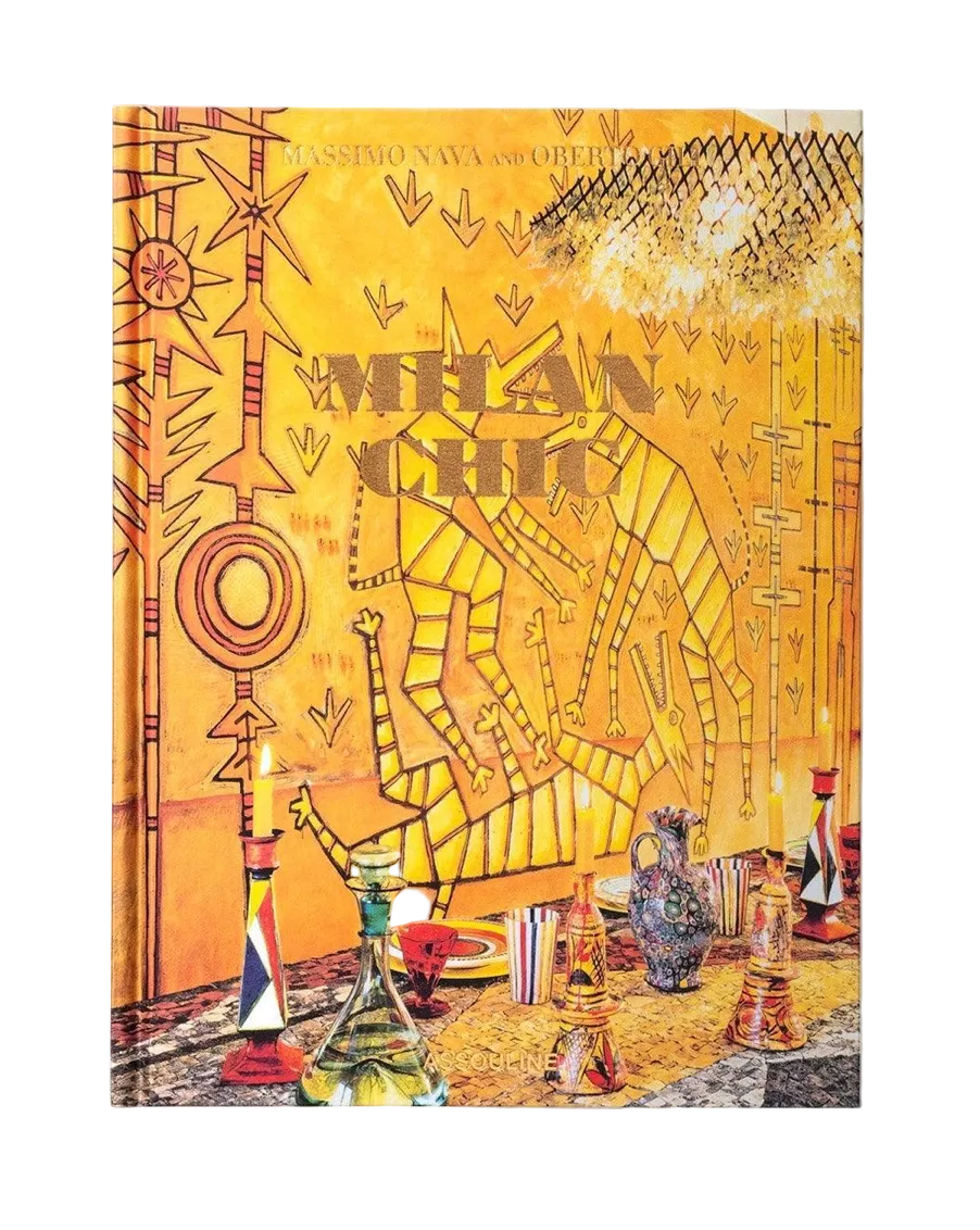 Cover of the book 'Milan Chic' featuring a vibrant and colorful illustration of the cityscape of Milan with notable landmarks and a mix of traditional and modern elements.