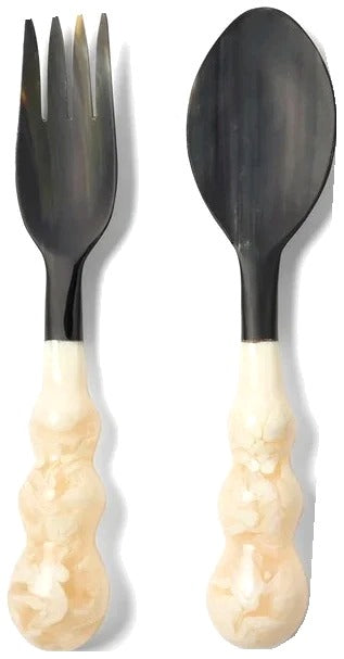 Jasmine Black/Ivory Swirled Serving Set