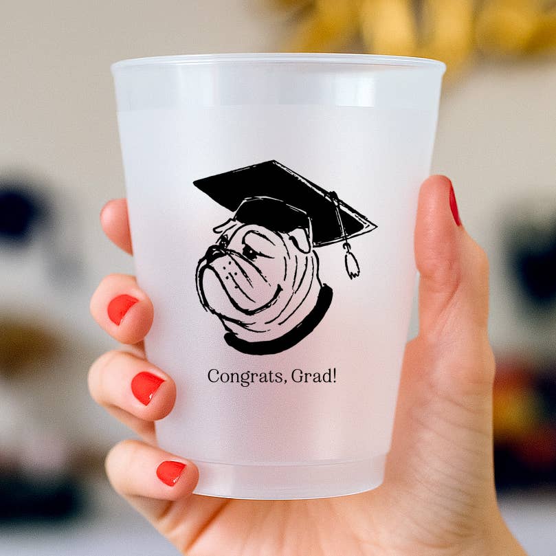 Graduation Bulldog Frosted Cups