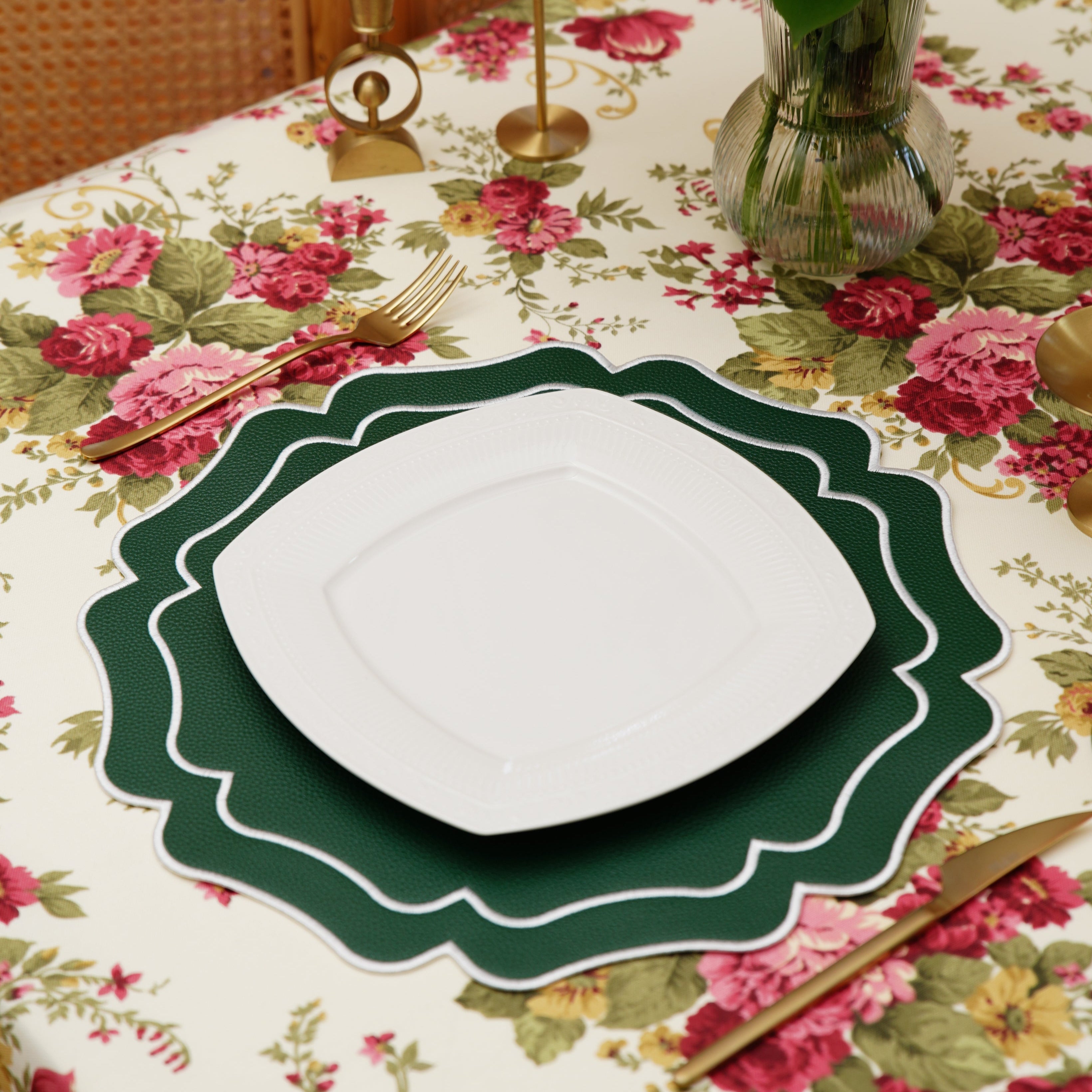 Vista Green Wavy Faux Leather Placemat