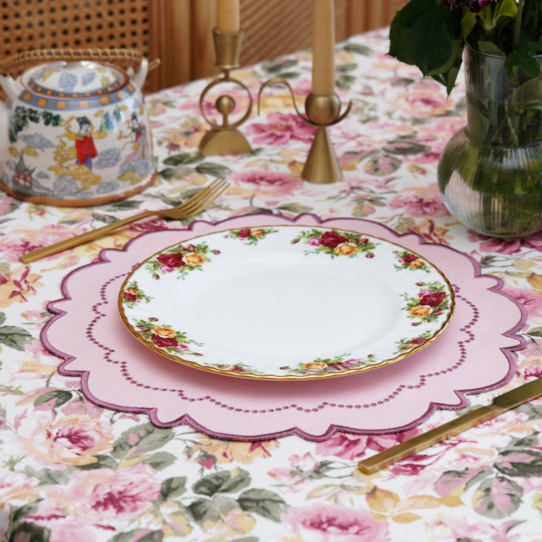 Harmony Light Pink Round Fabric Placemat