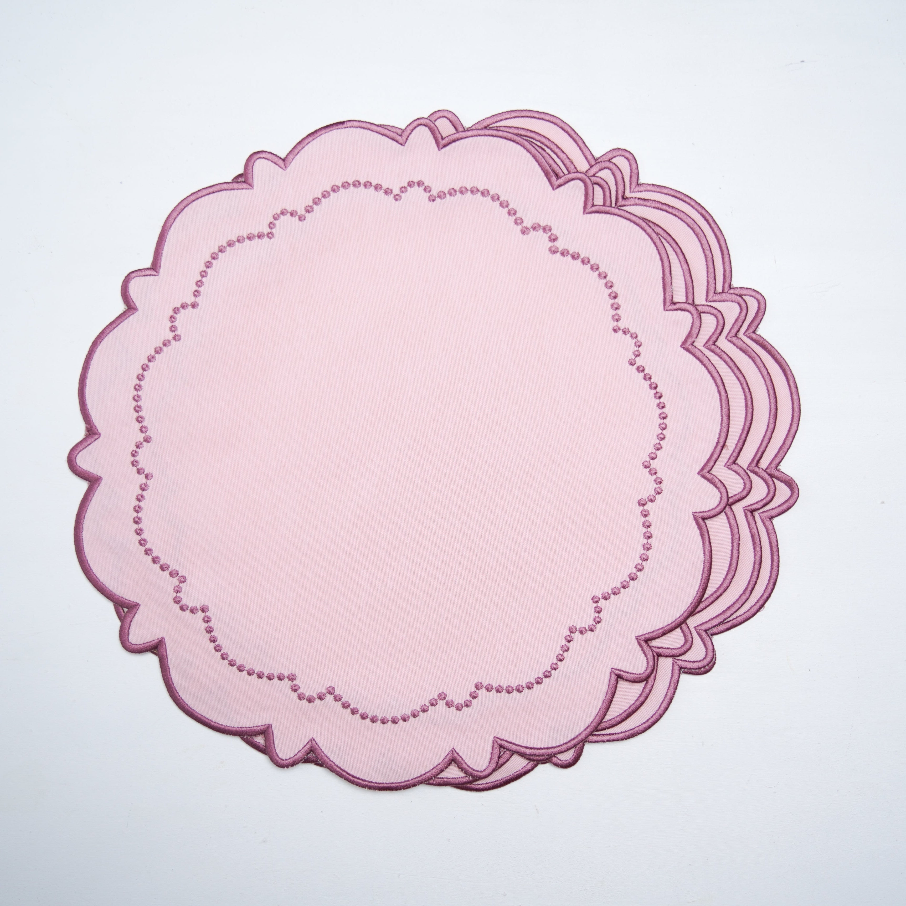Harmony Light Pink Round Fabric Placemat