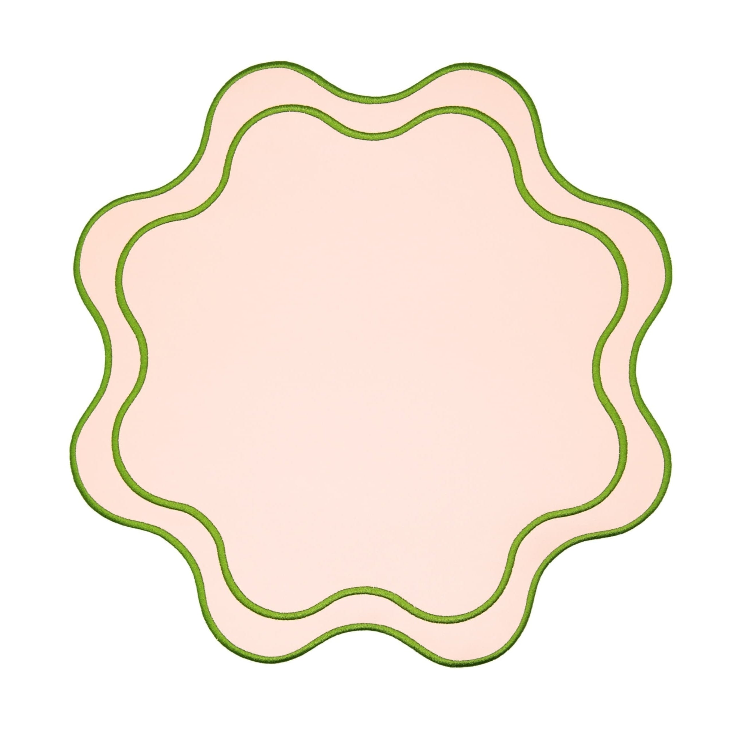 Decorative pink and green border on a white background
