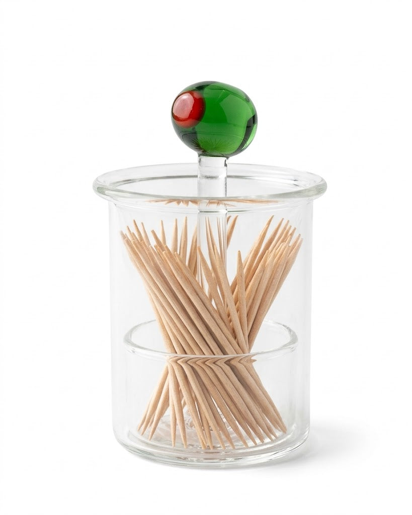 Olive Glass Toothpick holder