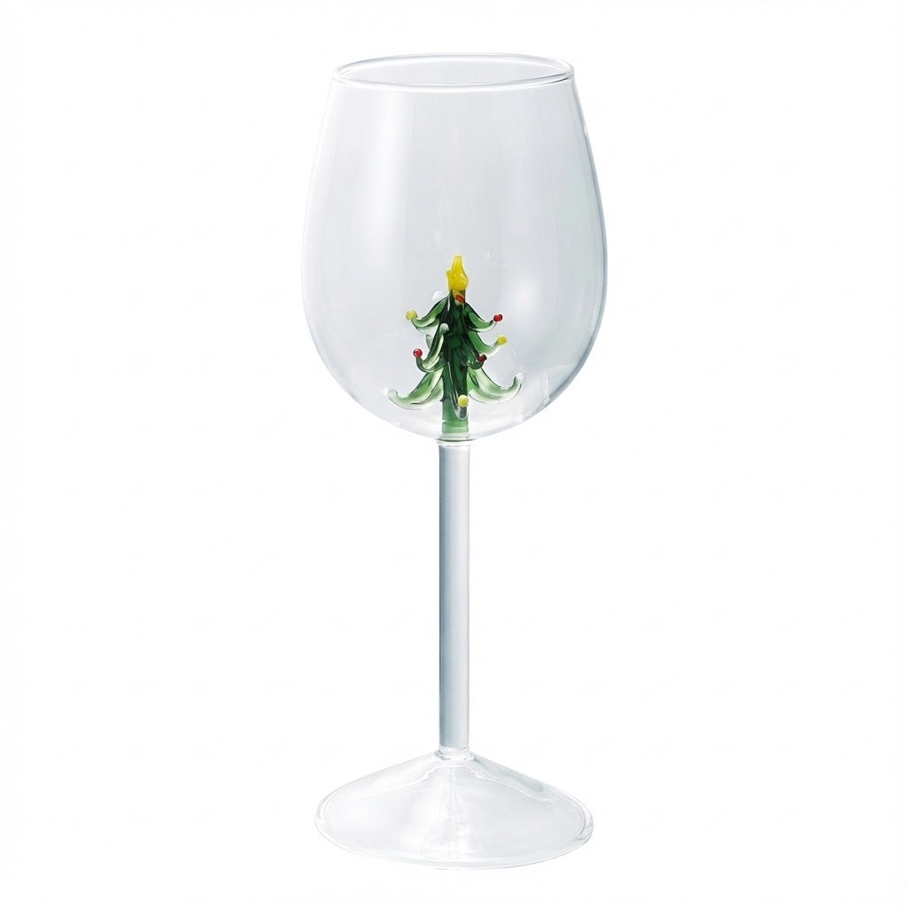 Stemmed Wine Glasses with Holiday Figure