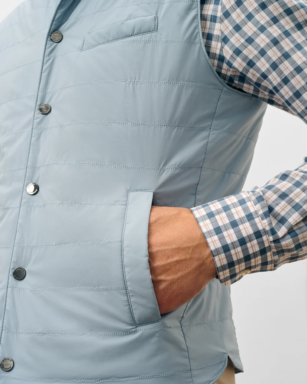 Bauer Snap Front Quilted Vest - Steel Blue