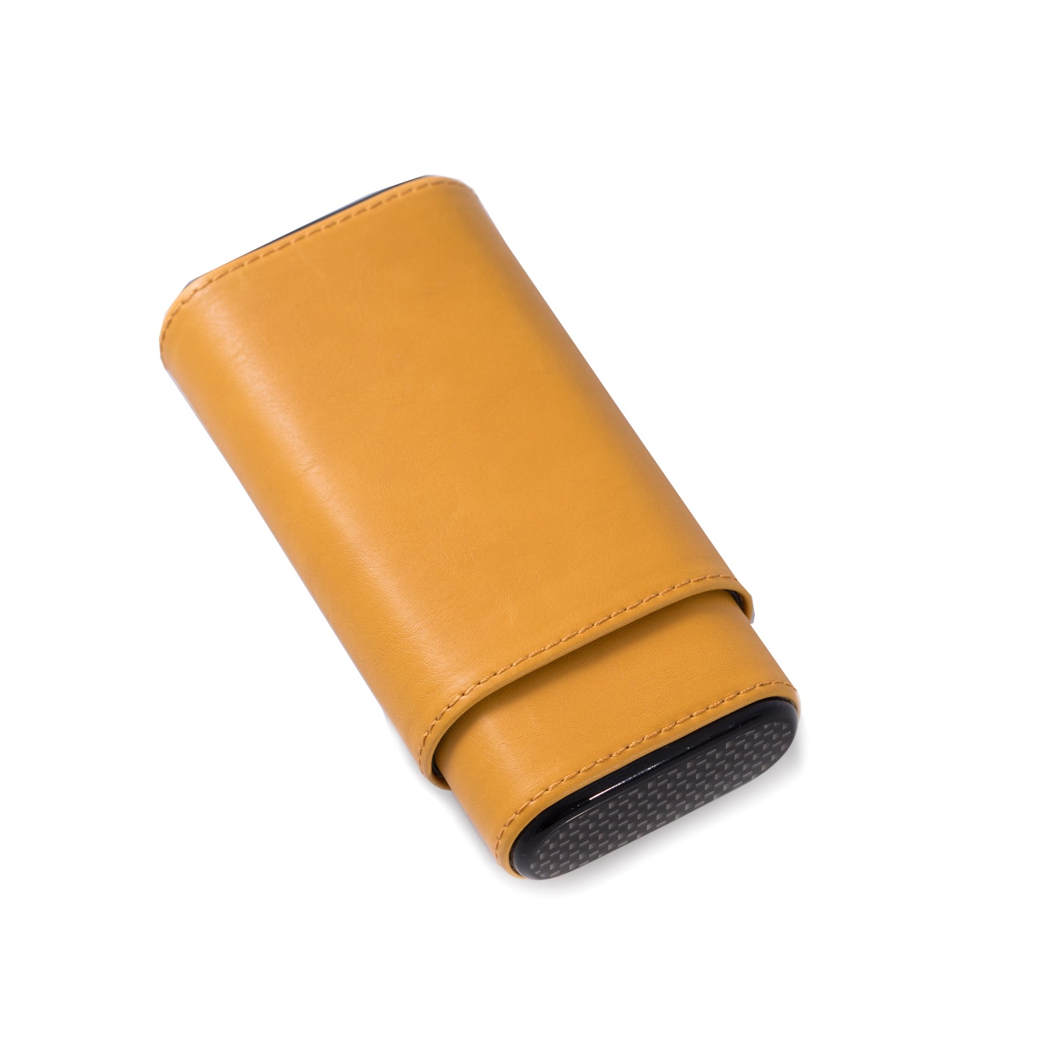 Three Cigar Holder Yellow Leather