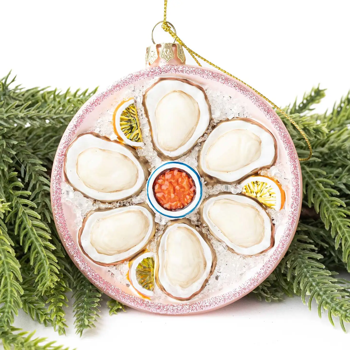 Pink Oyster Glass Ornament