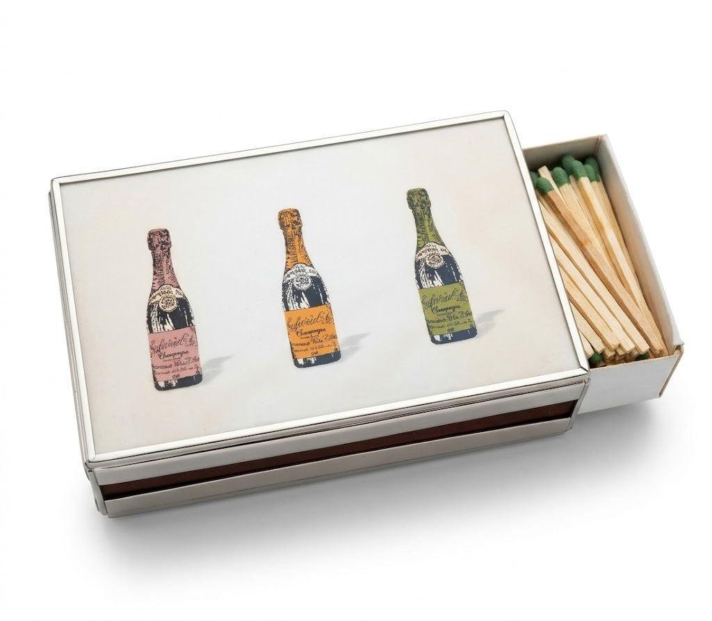 Three Champagne Bottles Matchbox Cover
