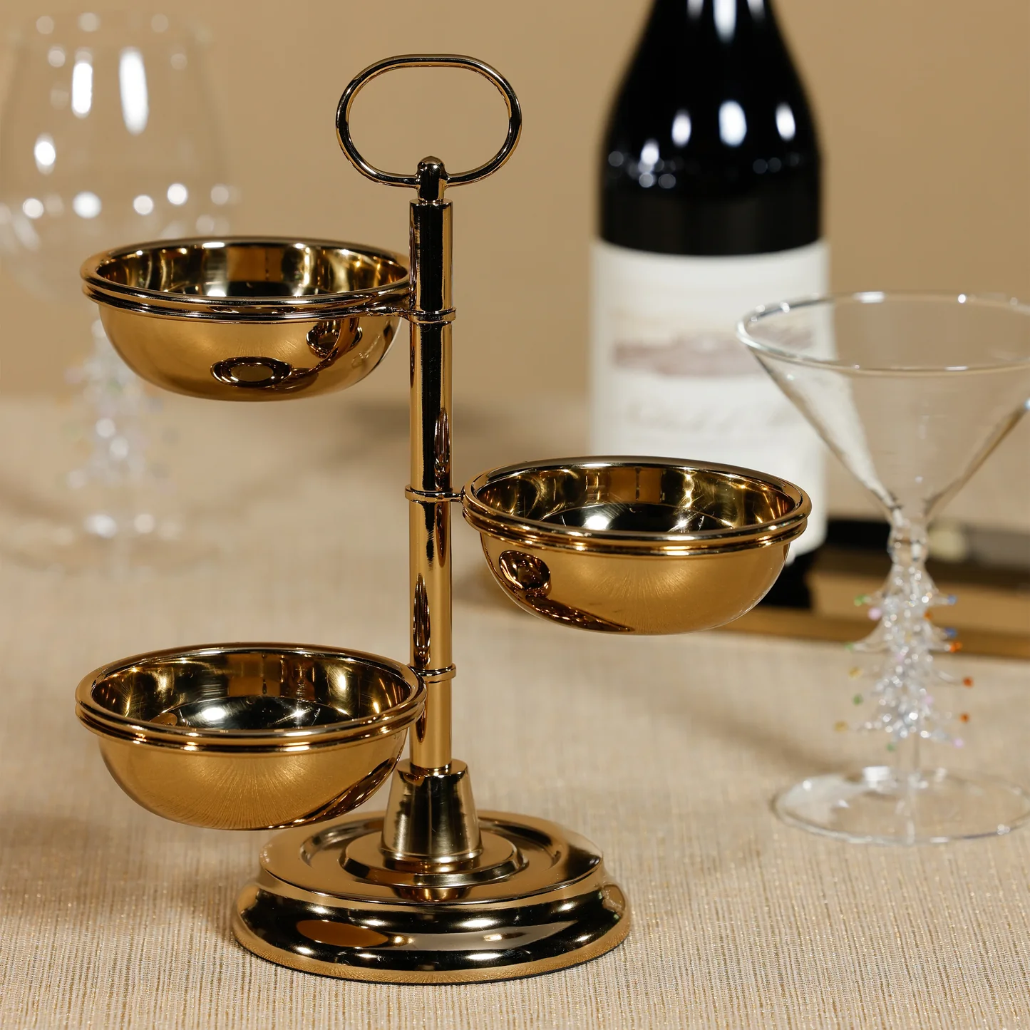3 Tier Condiment Set - Gold