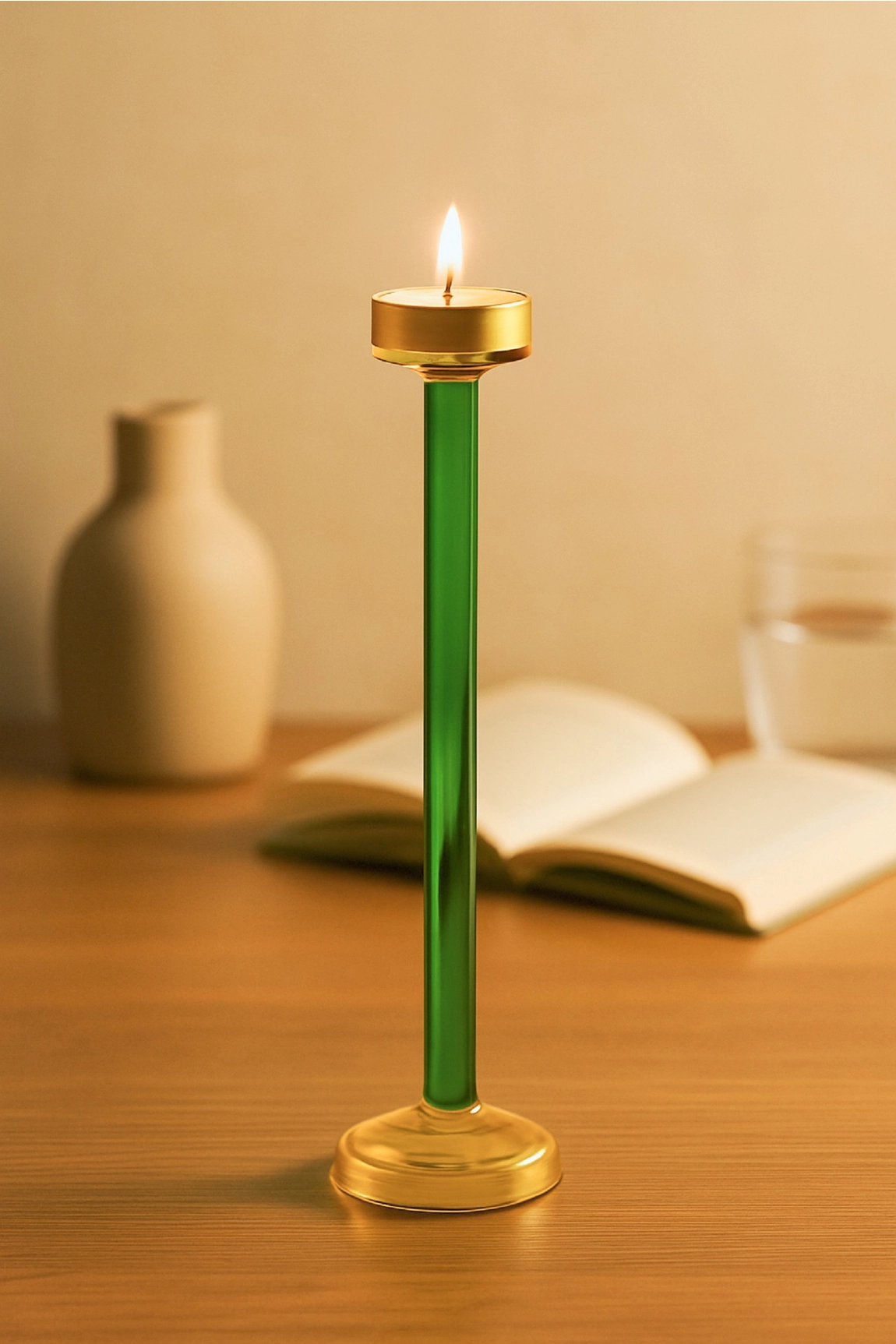 Yellow & Green Glass Candle Holders