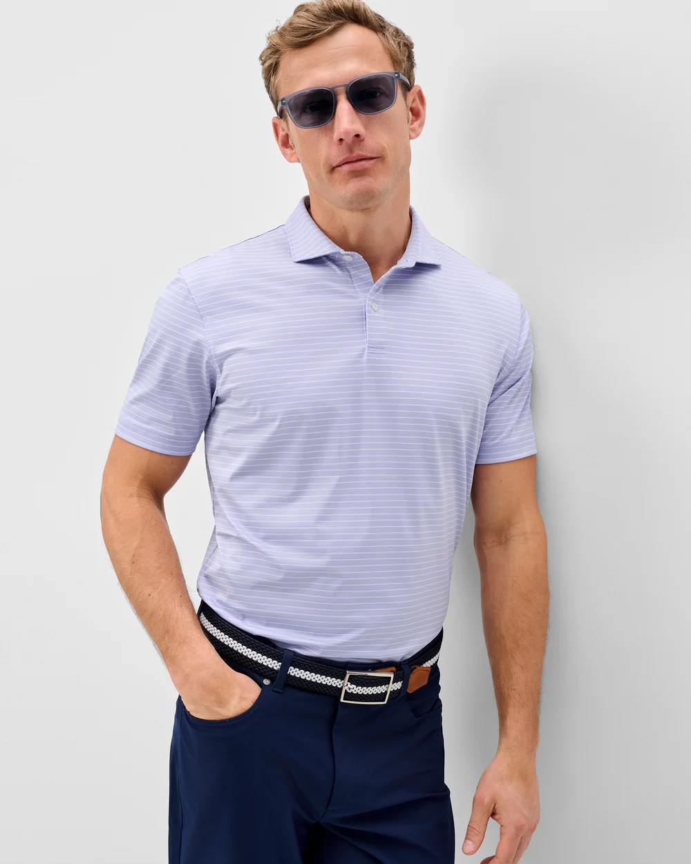 Beau Striped Performance Jersey Polo